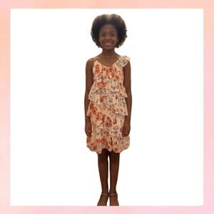 NWT Zara Girls Floral Tiered Ruffle One Shoulder Dress Size 11-12 152cm
